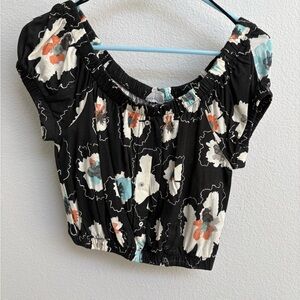 Zara Black Floral Crop Top